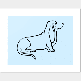 Sitting Basset Hound Posters and Art